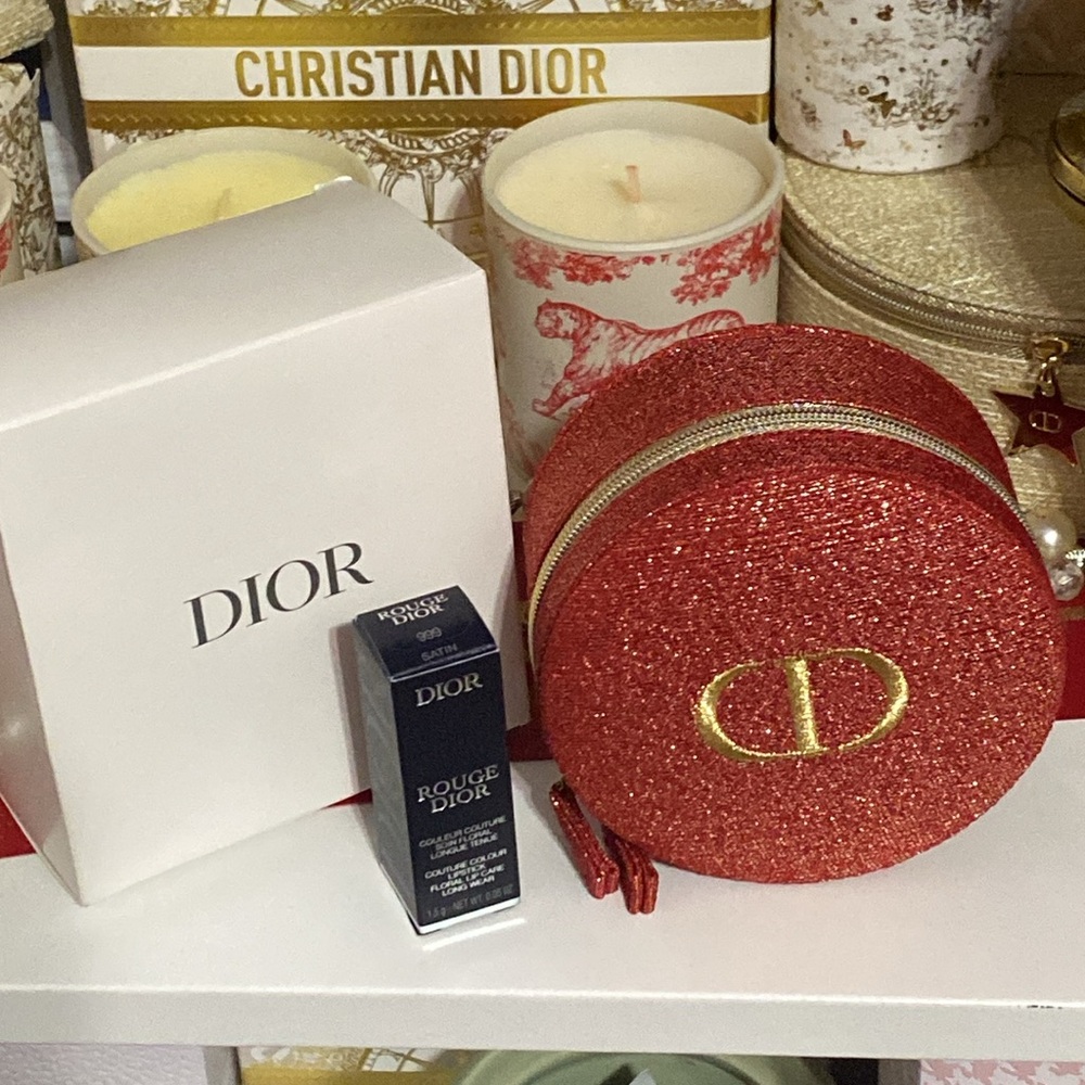 Dior Red Lunar Vanity Pouch with Lipstick